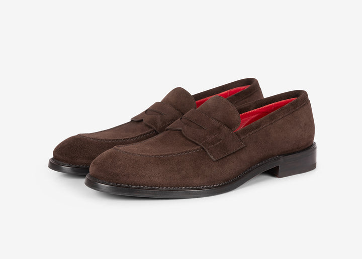 Mocassino con fascetta in suede testa di moro