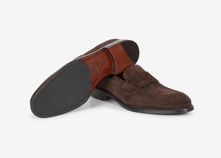 Mocassino con fascetta in suede testa di moro