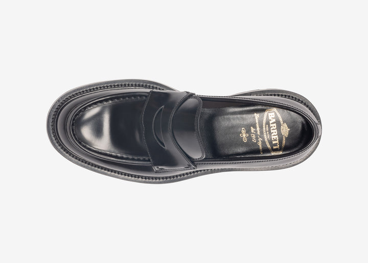Black loafer in brushed leather