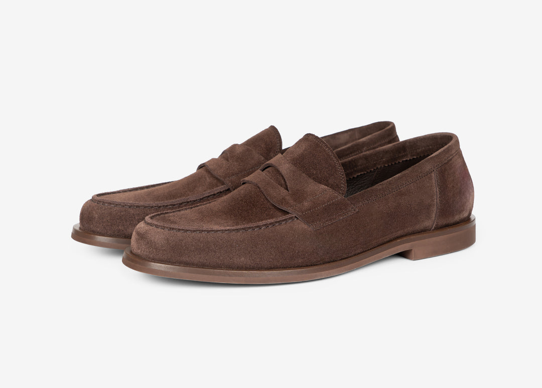 Mocassino college in suede cioccolato