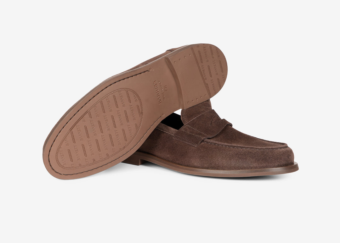 Mocassino college in suede cioccolato