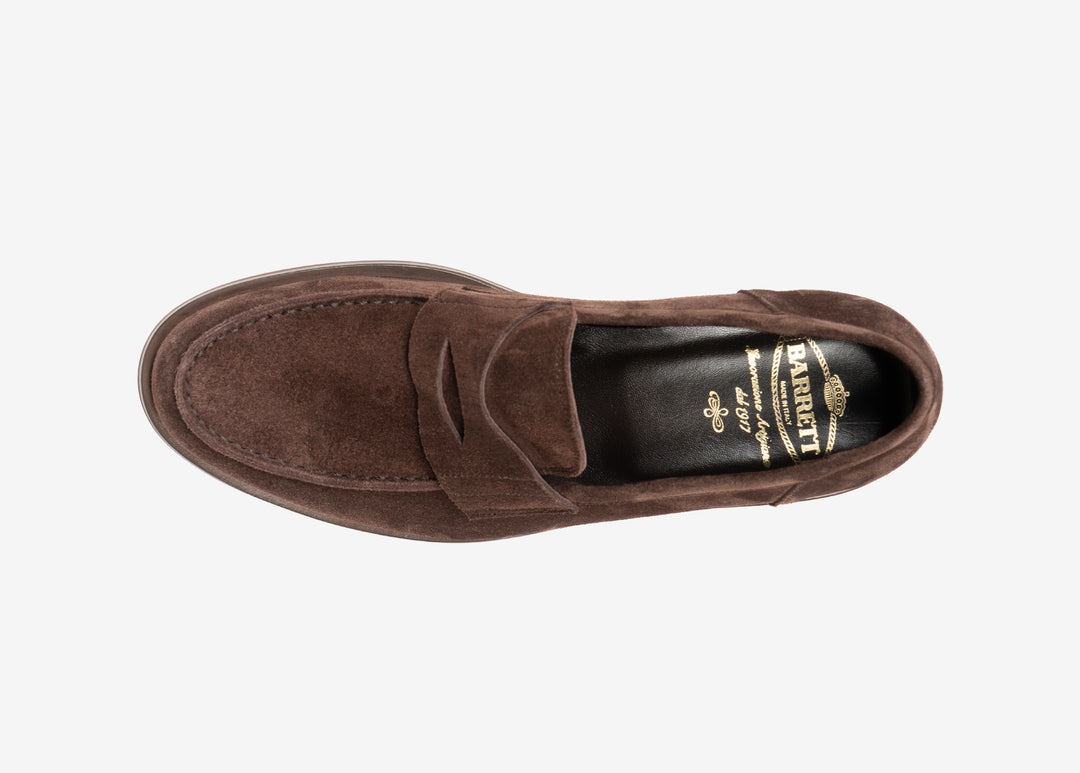 Mocassino college in suede cioccolato