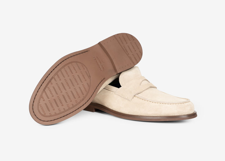 Mocassino college in suede beige chiaro