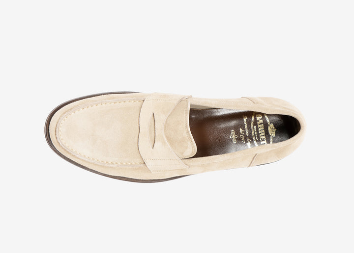 Mocassino college in suede beige chiaro
