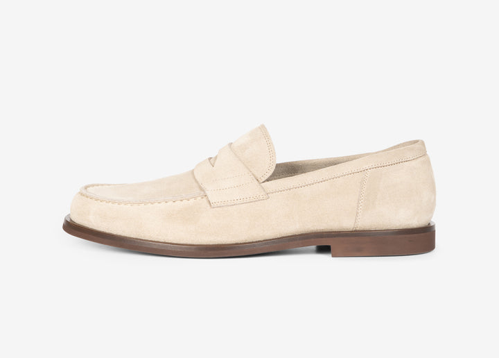 Mocassino college in suede beige chiaro