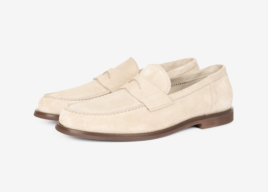 Mocassino college in suede beige chiaro