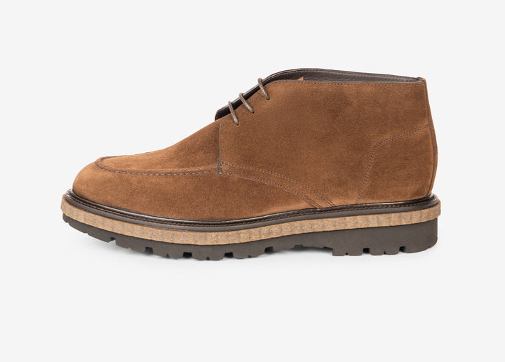 Bottine à lacets en suede tabac
