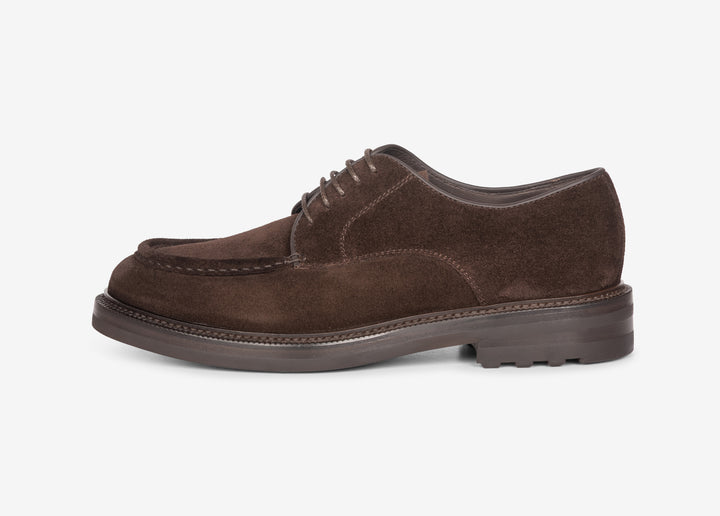 Derby in suede testa di moro