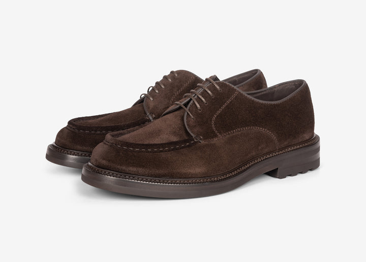 Derby in suede testa di moro