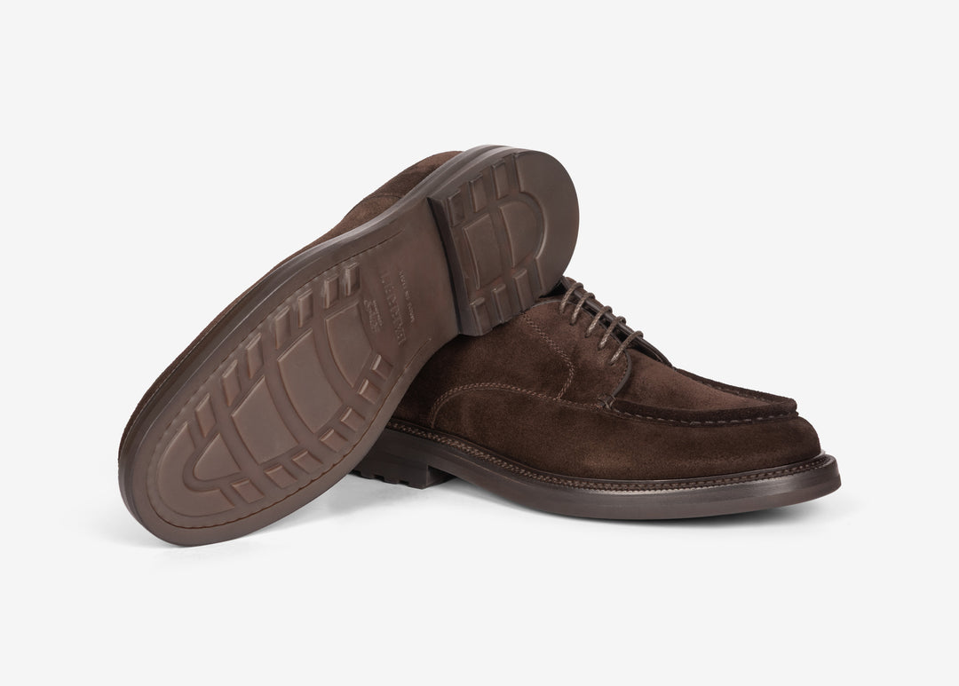 Derby in suede testa di moro