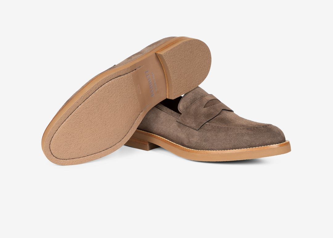 Mocassino con mascherina in suede testa di moro