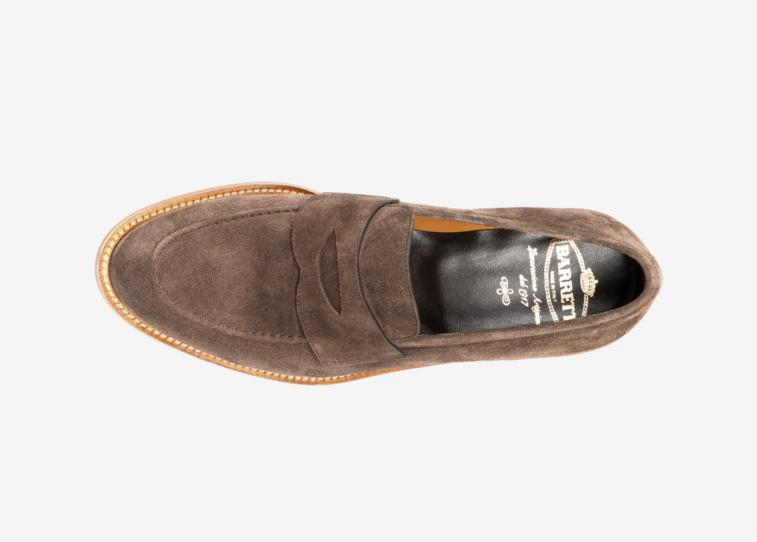 Mocassino con mascherina in suede testa di moro