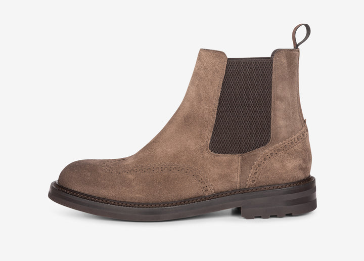 Beatles beige con decorazioni brogue in suede