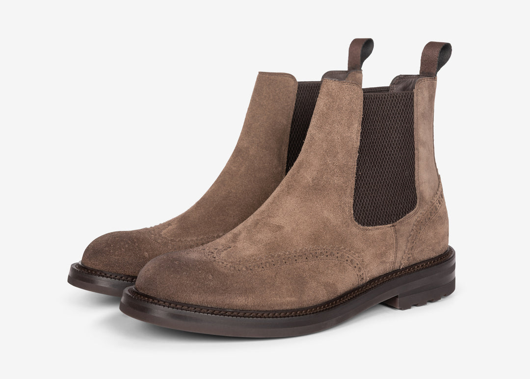 Beatles beige con decorazioni brogue in suede