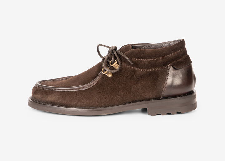 Stivaletto chukka in suede testa di moro