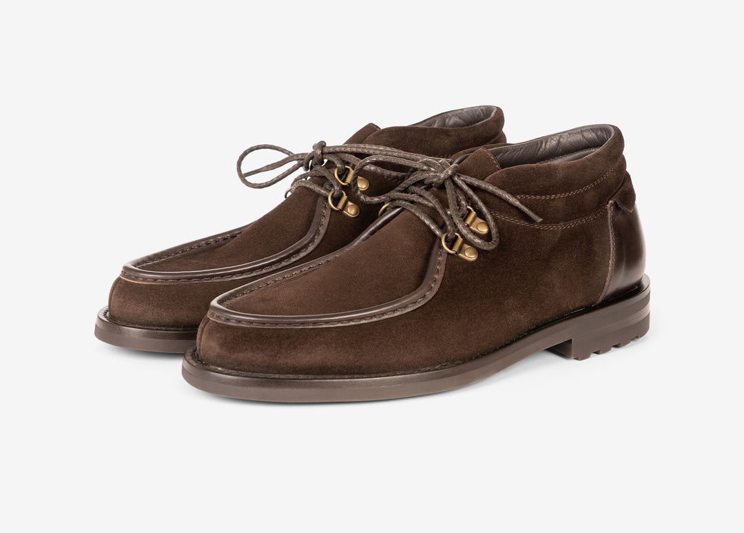 Stivaletto chukka in suede testa di moro