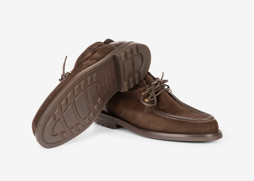Stivaletto chukka in suede testa di moro
