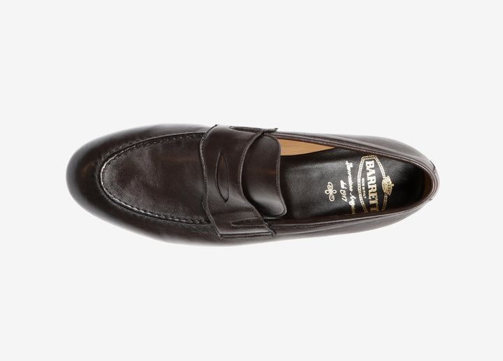 Mocassino con fascetta in morbidissima nappa testa di moro