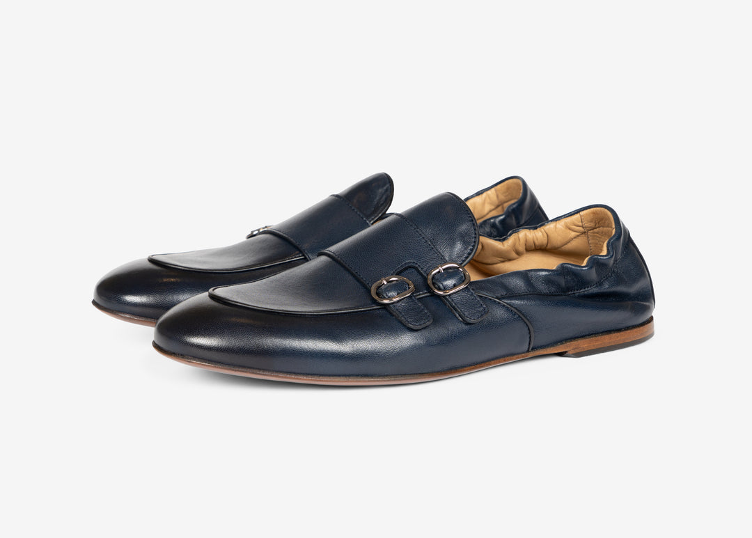 Slip-on in nappa blu