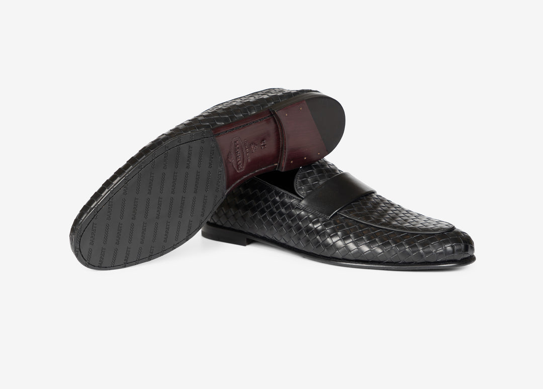 Mocassino nero intrecciato con fascetta