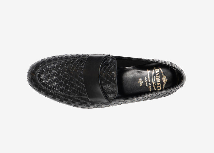 Mocassino nero intrecciato con fascetta