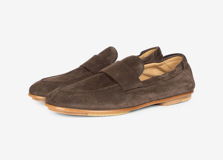 Slip-on in suede marrone testa di moro