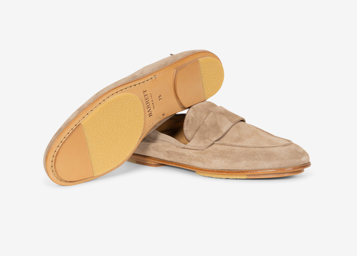 Chausson élastique en suède beige