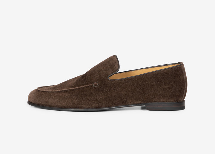 Mocassino liscio in suede testa di moro