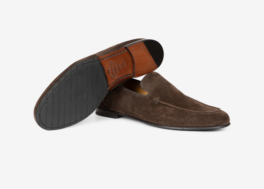 Mocassino liscio in suede testa di moro