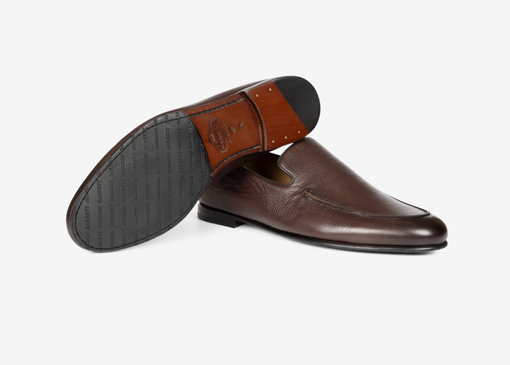 Mocassino liscio in pelle marrone