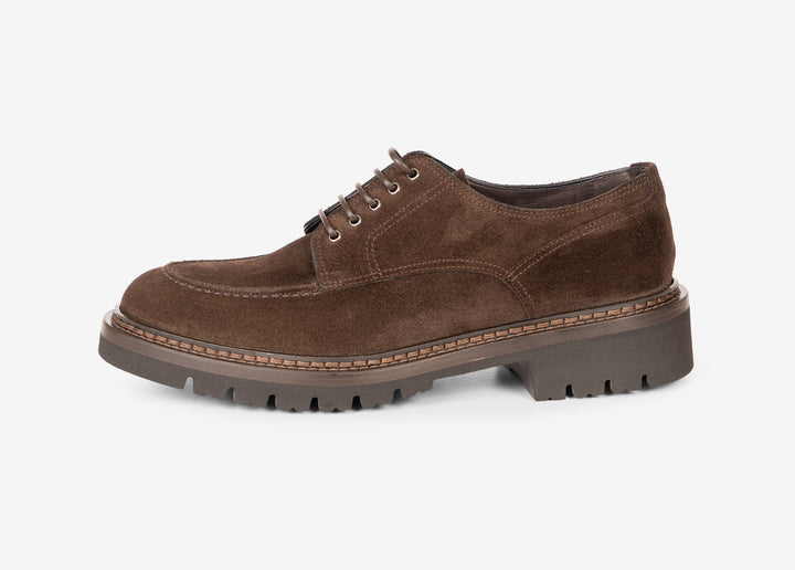 Derby in suede testa di moro