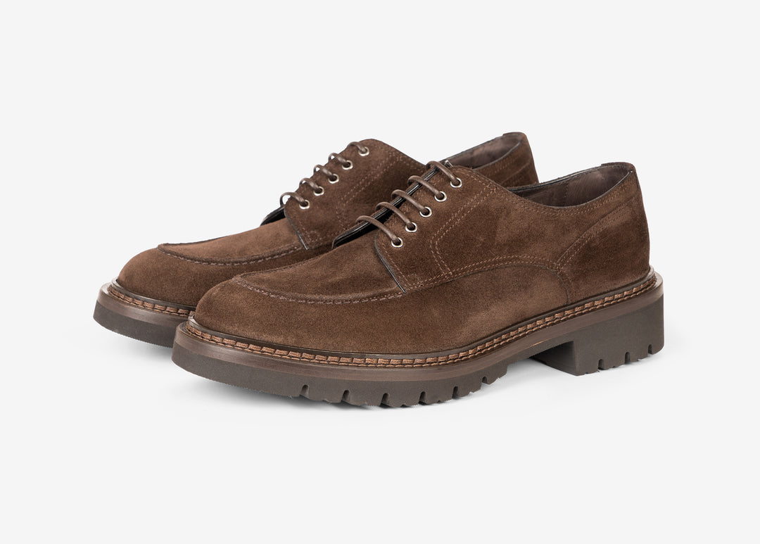 Derby in suede testa di moro