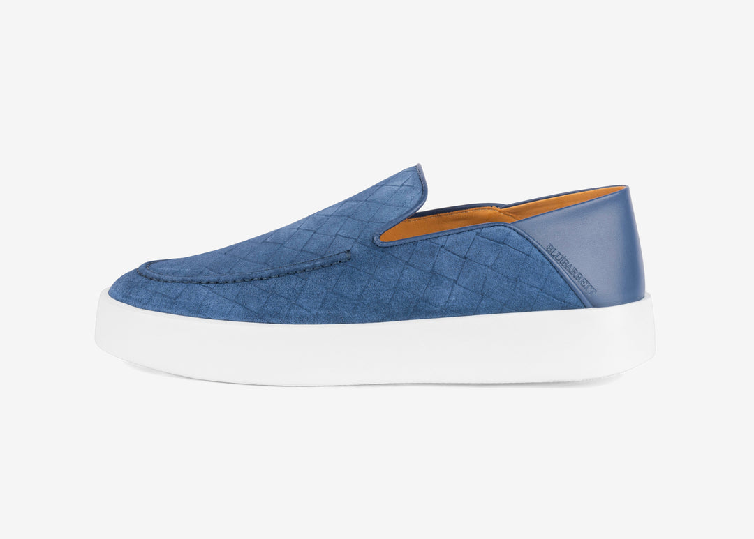 Slip-on sneaker in suede e pelle blu