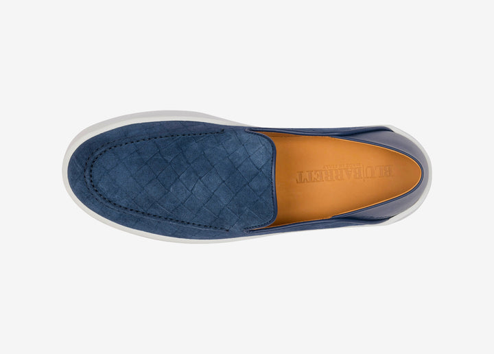 Slip-on sneaker in suede and leather blue