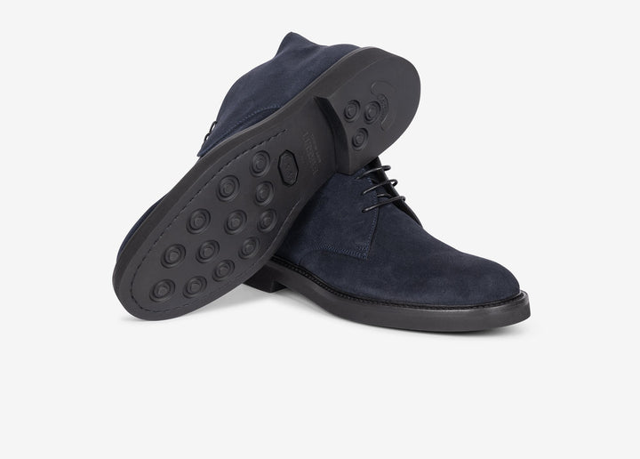 Blue ankle boot in suede 