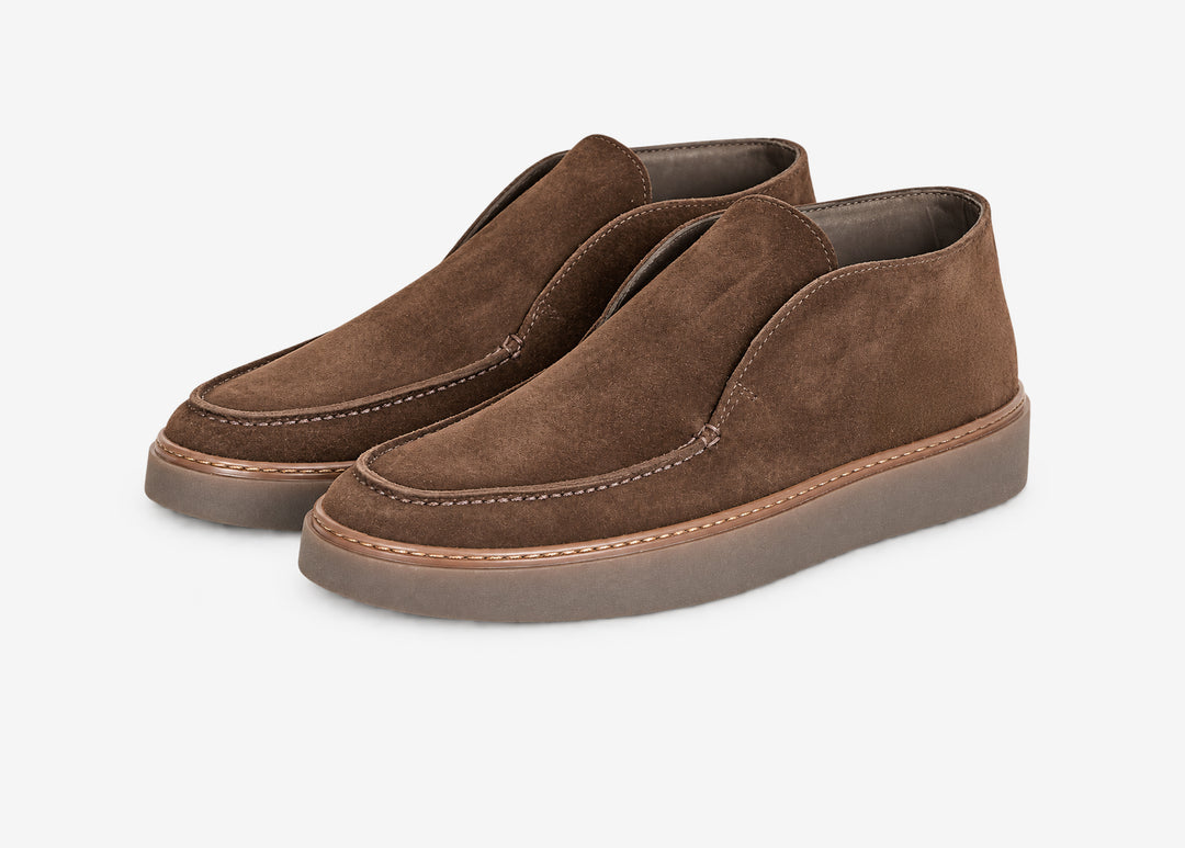 Bottine à élastiques en daim marron foncé