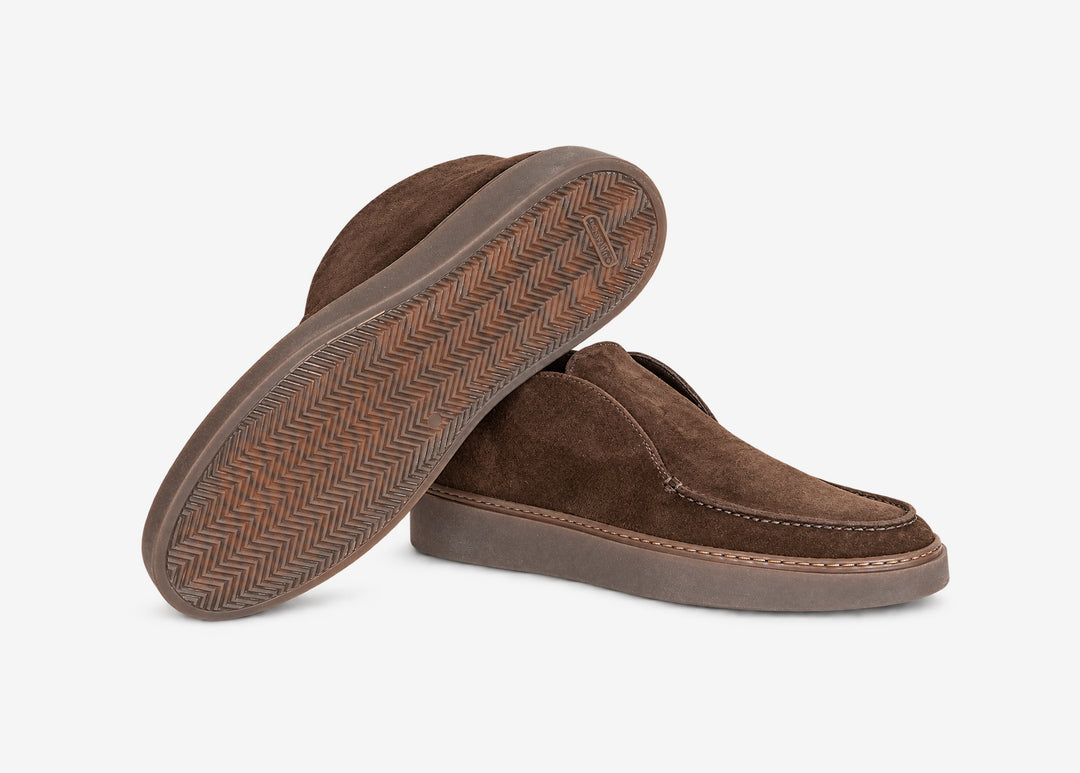 Bottine à élastiques en daim marron foncé