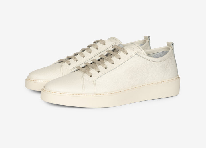 Off-white tumbled calfskin sneaker