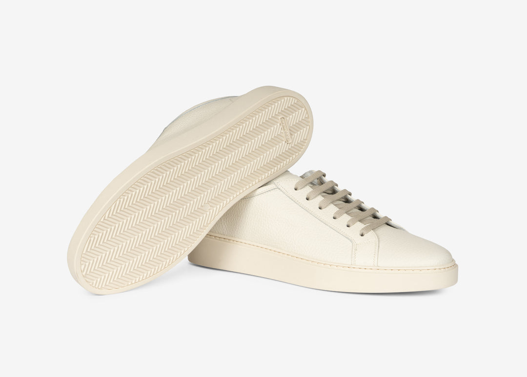 Off-white tumbled calfskin sneaker