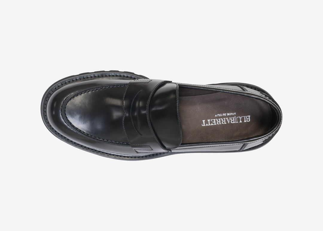 Black loafer in brushed leather