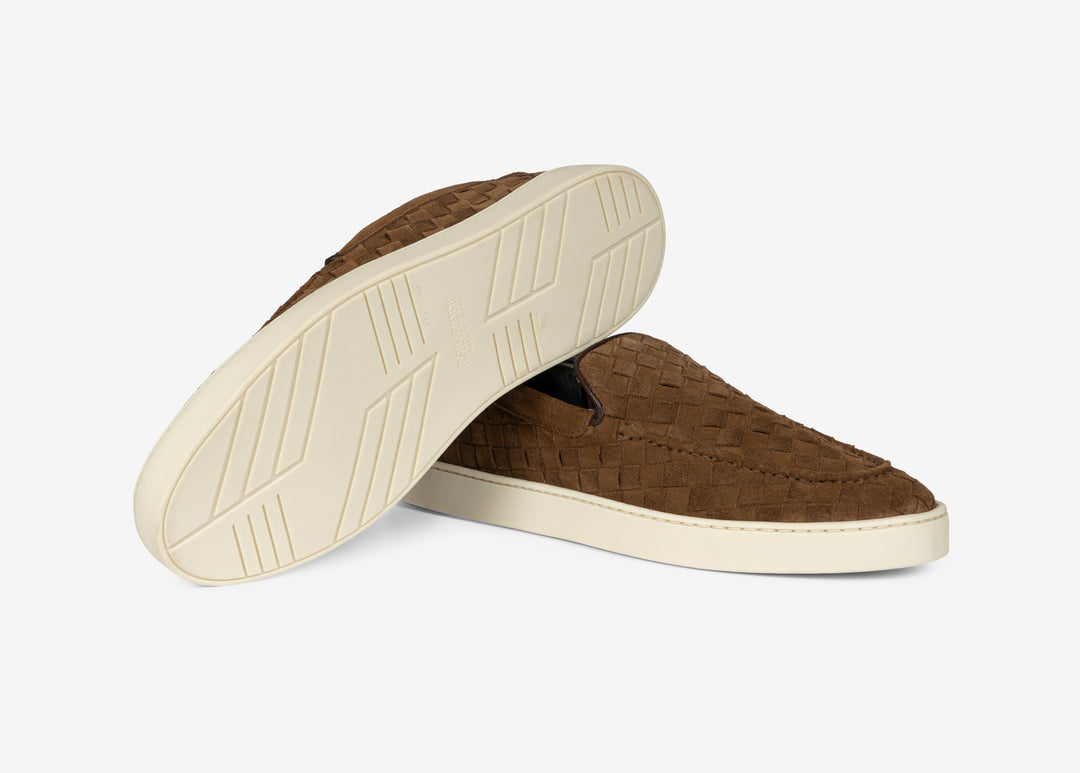 Mocassino in suede intrecciato marrone bruciato