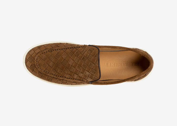 Mocassino in suede intrecciato marrone bruciato
