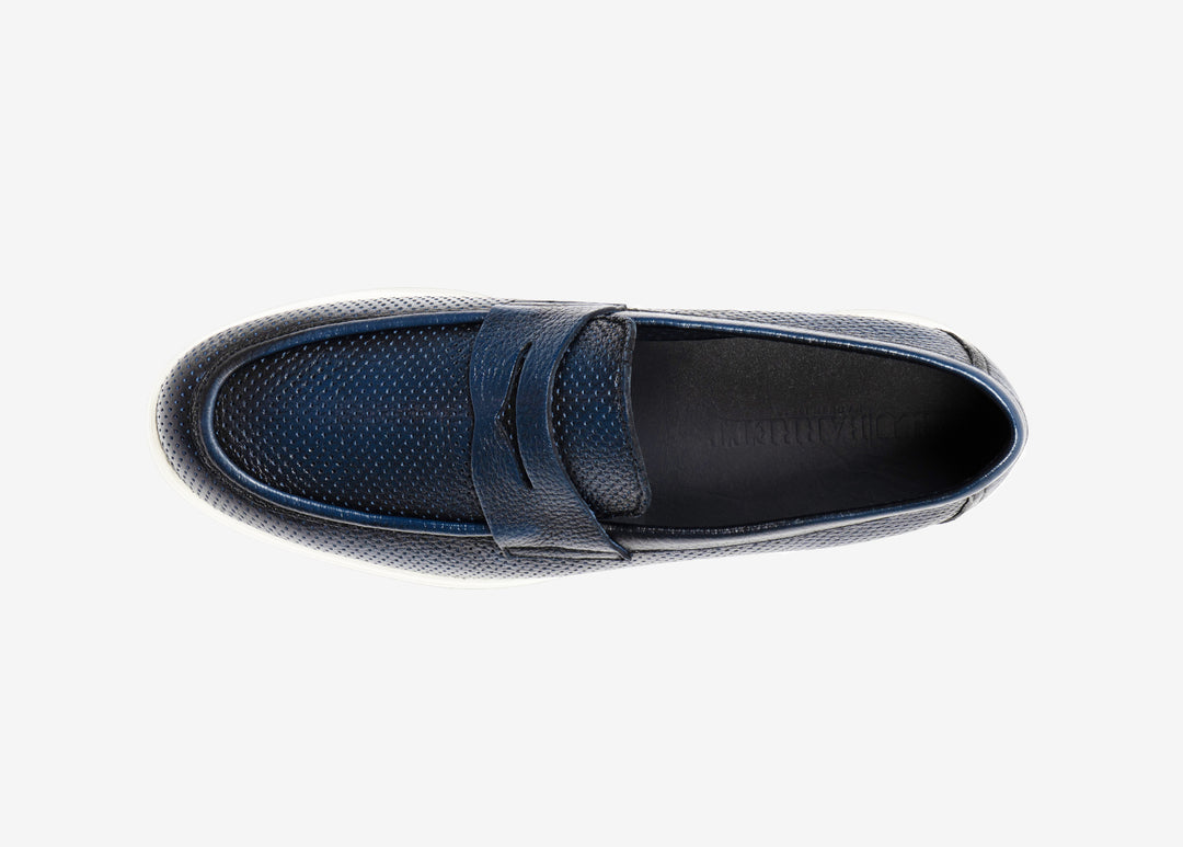 Mocassino in cervo forato blu sky