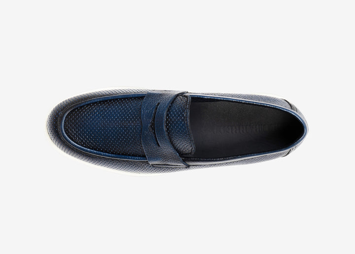 Mocassino in cervo forato blu sky