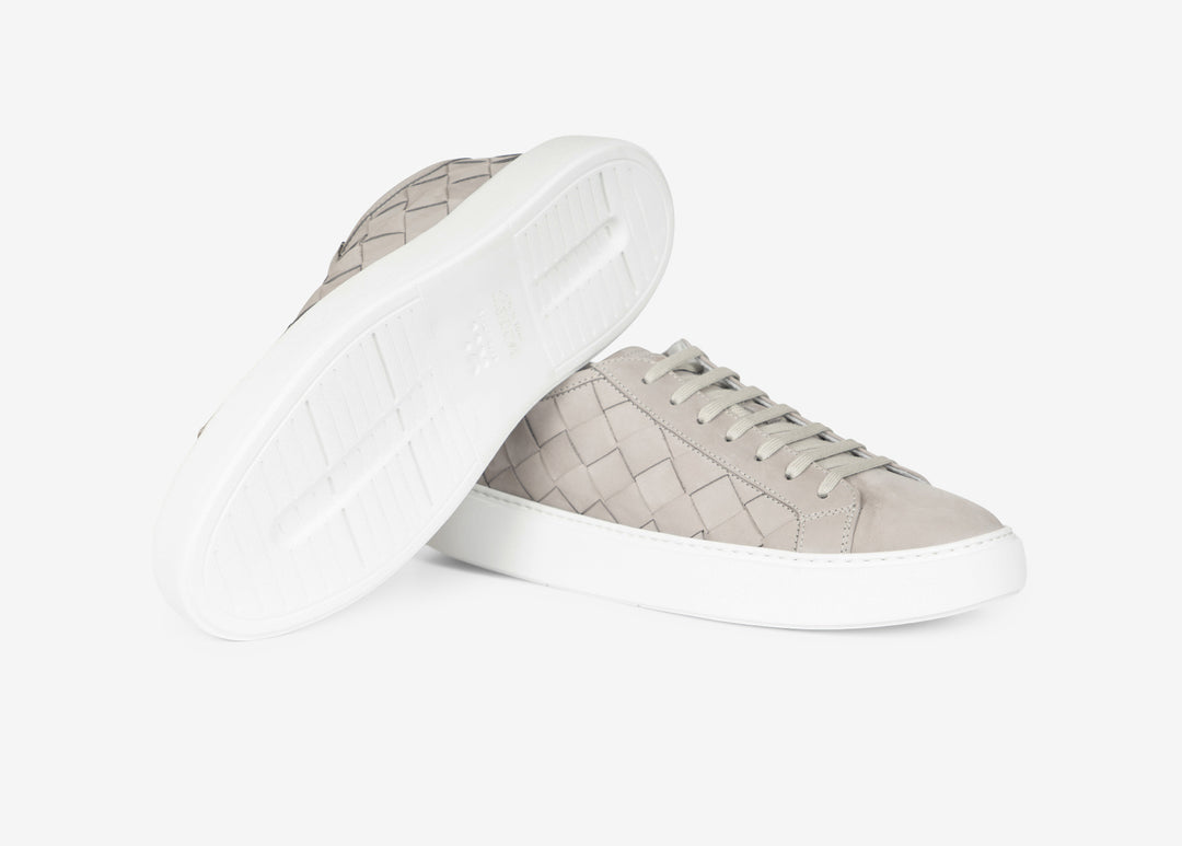 Sneaker in nabuk intrecciato grigio