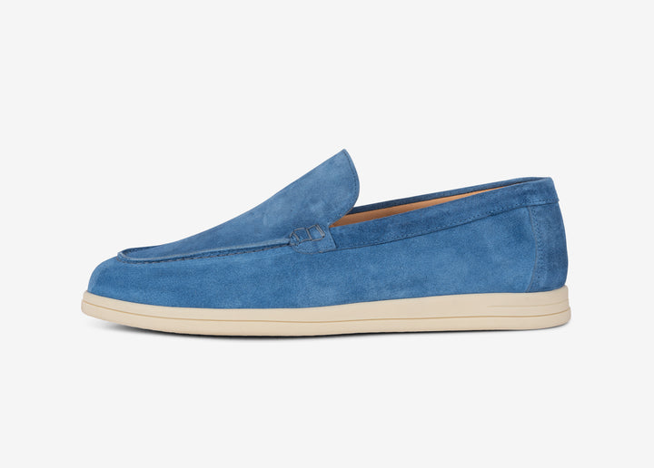 Mocassino in suede azzurro