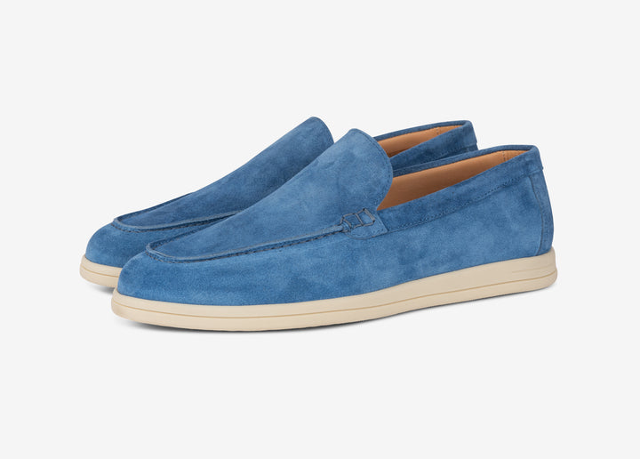 Mocassino in suede azzurro