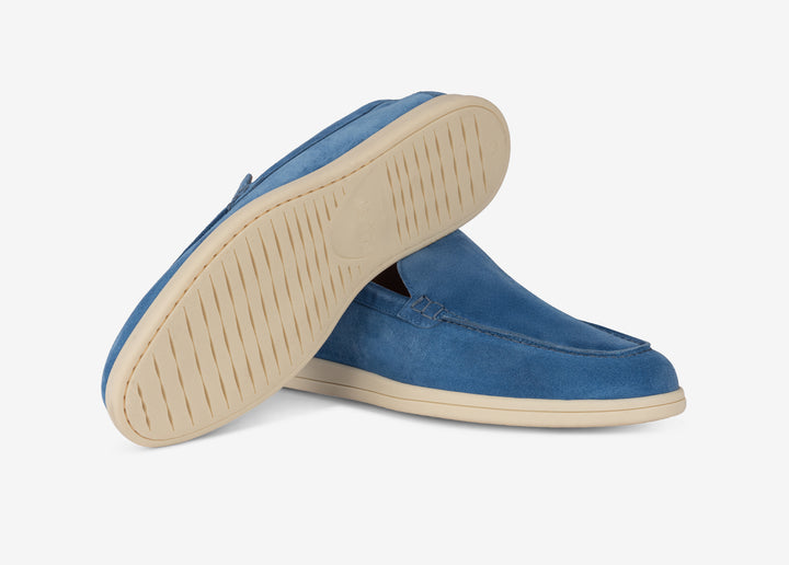 Mocassino in suede azzurro
