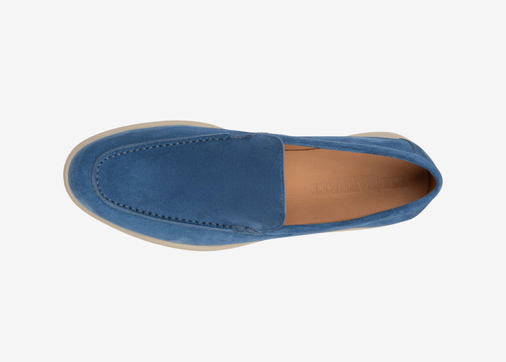 Mocassino in suede azzurro