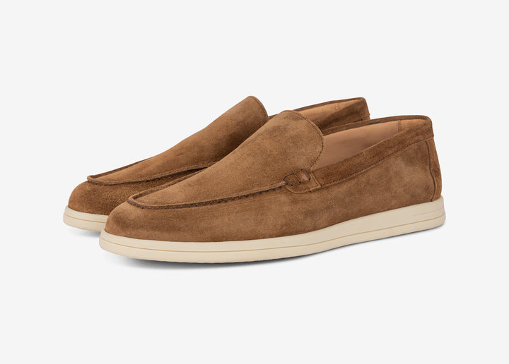 Mocassino in suede marrone bruciato